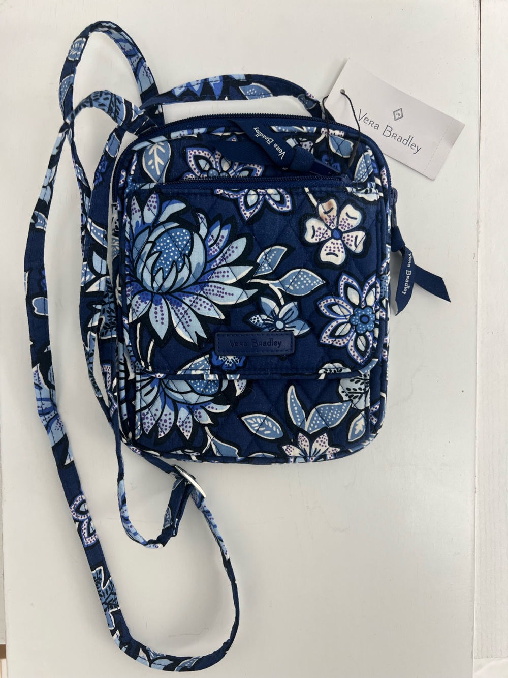 Vera Bradley Navy Blue Floral Quilted Crossbody Shoulder Bag